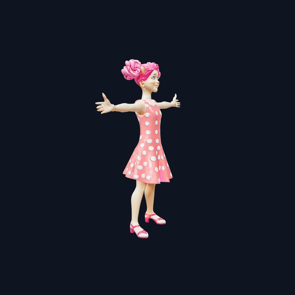 Pink Polka Dot Dress model pack